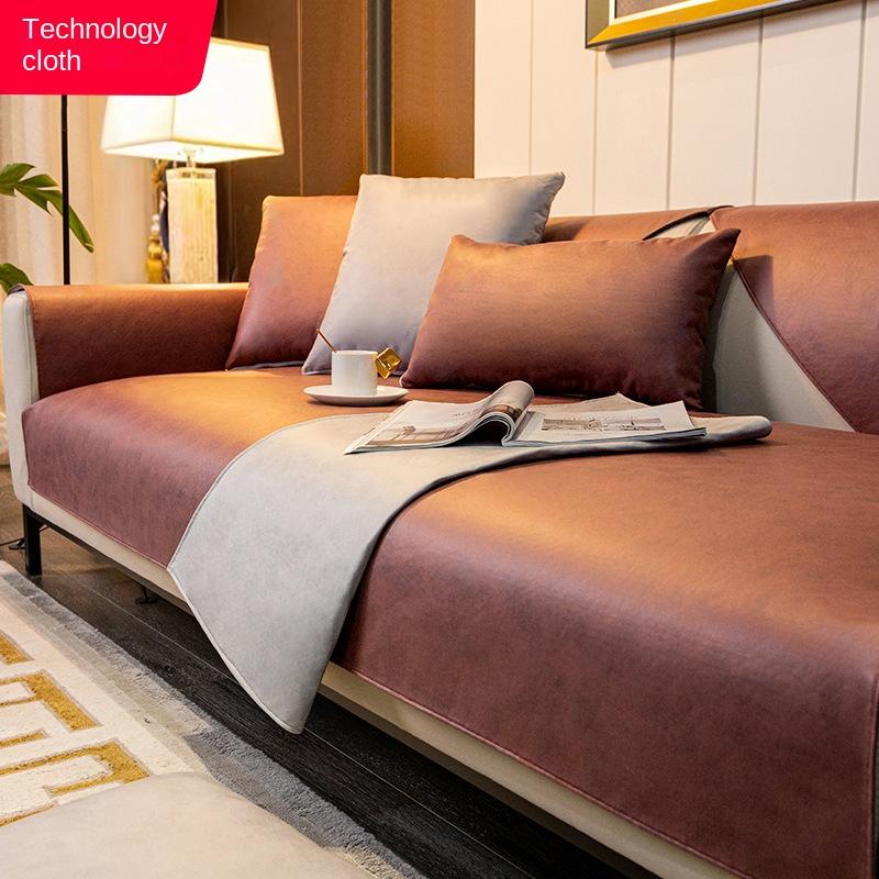 Кожаная антипригарная меховая подушка для дивана, универсальный водонепроницаемый и устойчивый к кошачьим царапинам чехол для дивана из технической ткани для всех сезонов