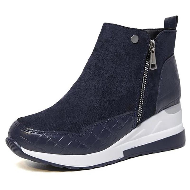 SyfIyno Новая женская мода Зимняя обувь Женские теплые ботинки Девичьи ботинки на платформе Зимние ботинки Женские туфли на танкетке Высокий каблук Большой размер 35-43