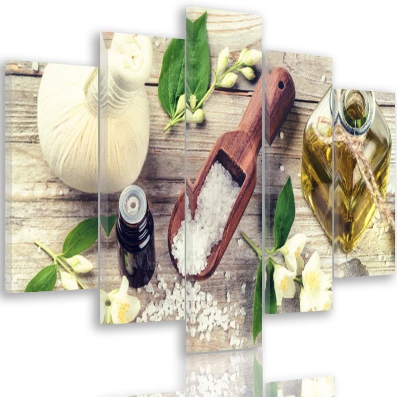 Feeby Five piece picture canvas print, Spices with jasmine