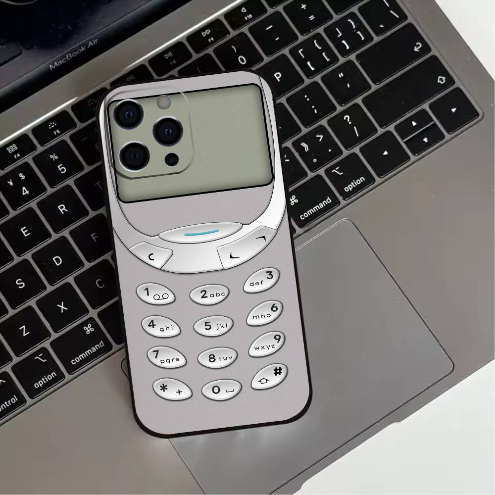 V-Винтажный старый телефон Чехол для iPhone 17,16,15,14,13,12,11 Plus,Pro Max,XS,Мягкий силиконовый черный чехол