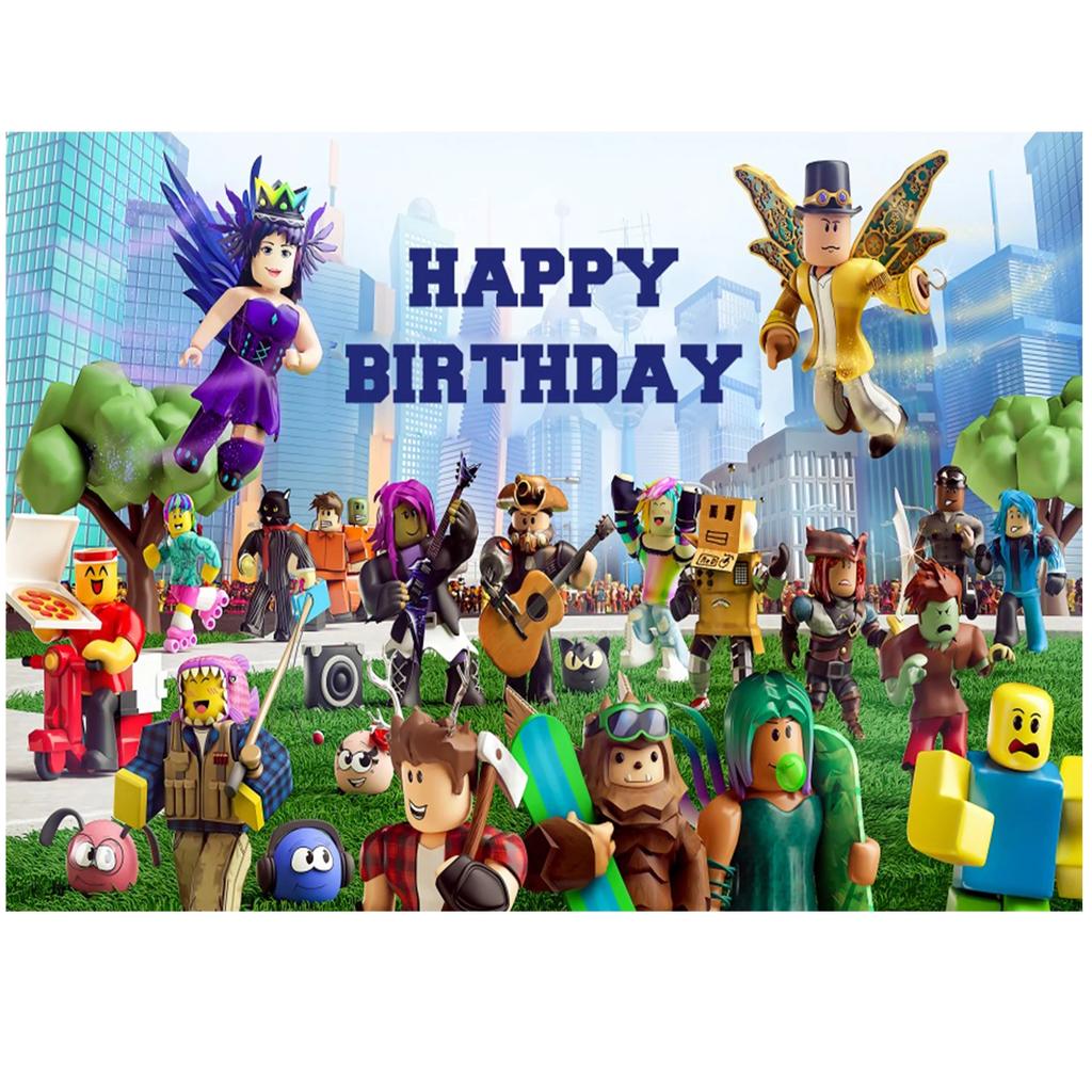 Виниловый фон для фотосессии в тематике игры Roblox, фон для фото на день рождения детей, мальчиков, Декорация, Реквизит для вечеринки, Товар для вечеринки, Ткань
