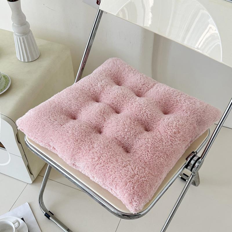 Plush Cushion Home Dining Chair Cushion Thickened Warm Office Plain Dormitory Chair Cushion