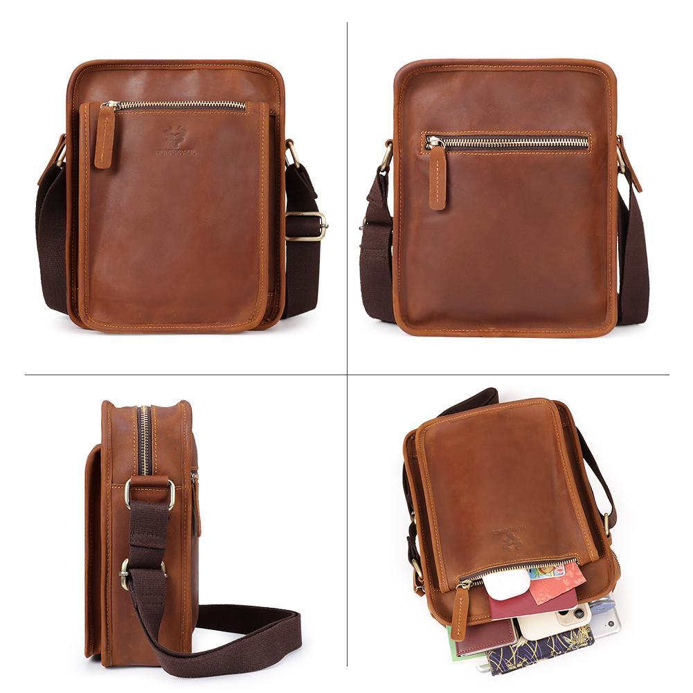 Humerpaul Кожаная сумка через плечо, вместительная многофункциональная дорожная сумка, спортивная сумка