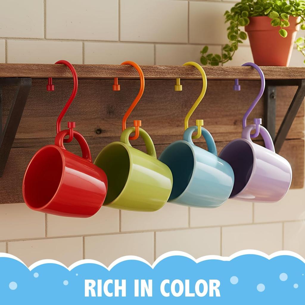 Wenqik 12 Pcs Colorful S Hooks Hanging Stainless Steel Multi Functional Metal Hanging Hooks Reversible Metal S Shaped Hook for Kitchen, Bathroom,
