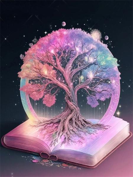 5D Diy Алмазная картина Фэнтези Дерево Вышивка Мозаика Книга Пейзаж Квадрат Круглый Домашний Декор