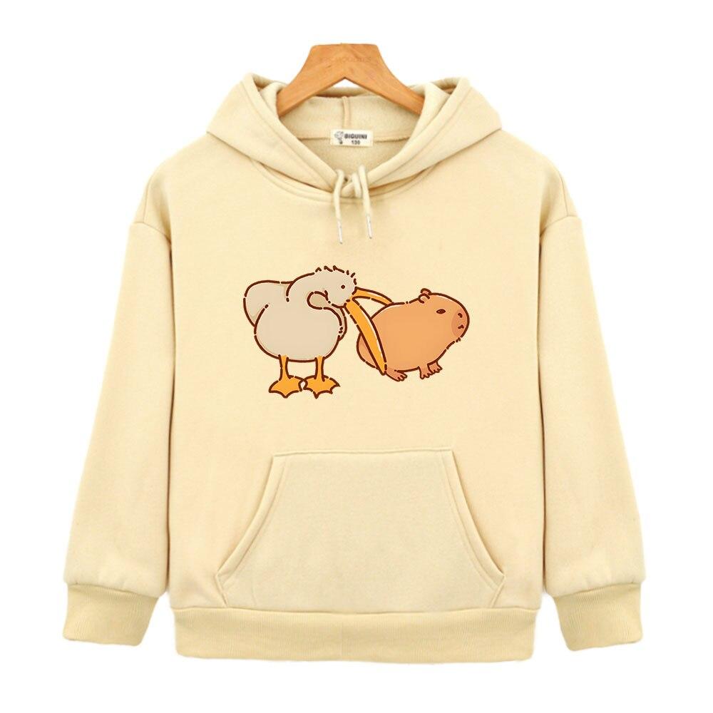 Толстовки с капюшоном «Пеликан и капибара», очень милый свитшот, топы с длинными рукавами для мальчиков и девочек, детская одежда для малышей, одежда Y2k, пуловер для детей