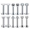 16G Steel Lip Bar Labret Rings Tragus Stud Piercing Jewelry Silver