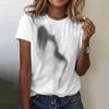 Женские футболки, короткий свитер с рукавами, с принтом в виде теней, модный досуговый стиль, с круглым вырезом, футболка Harajuku, женская одежда
