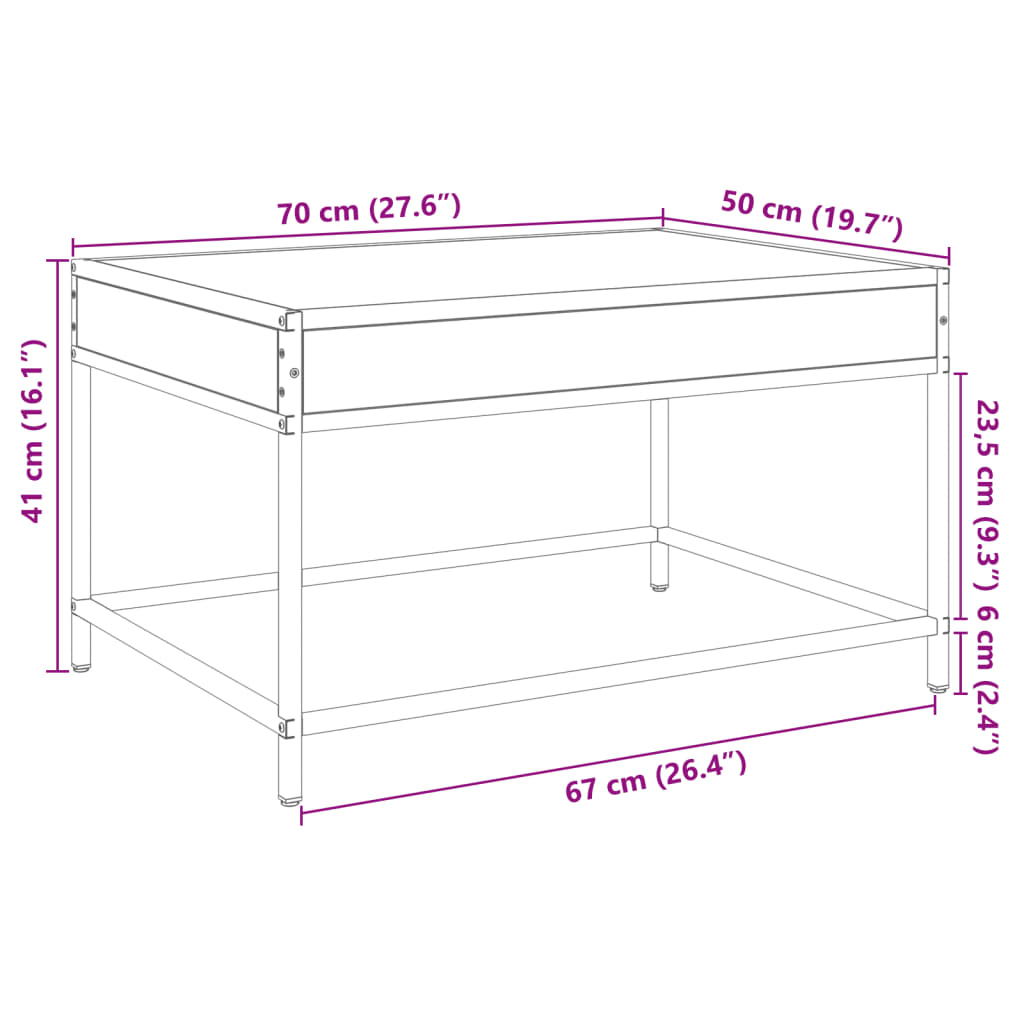 Кофейный столик Infinity LED с эффектом коричневого дуба 70 x 50 x 41 см