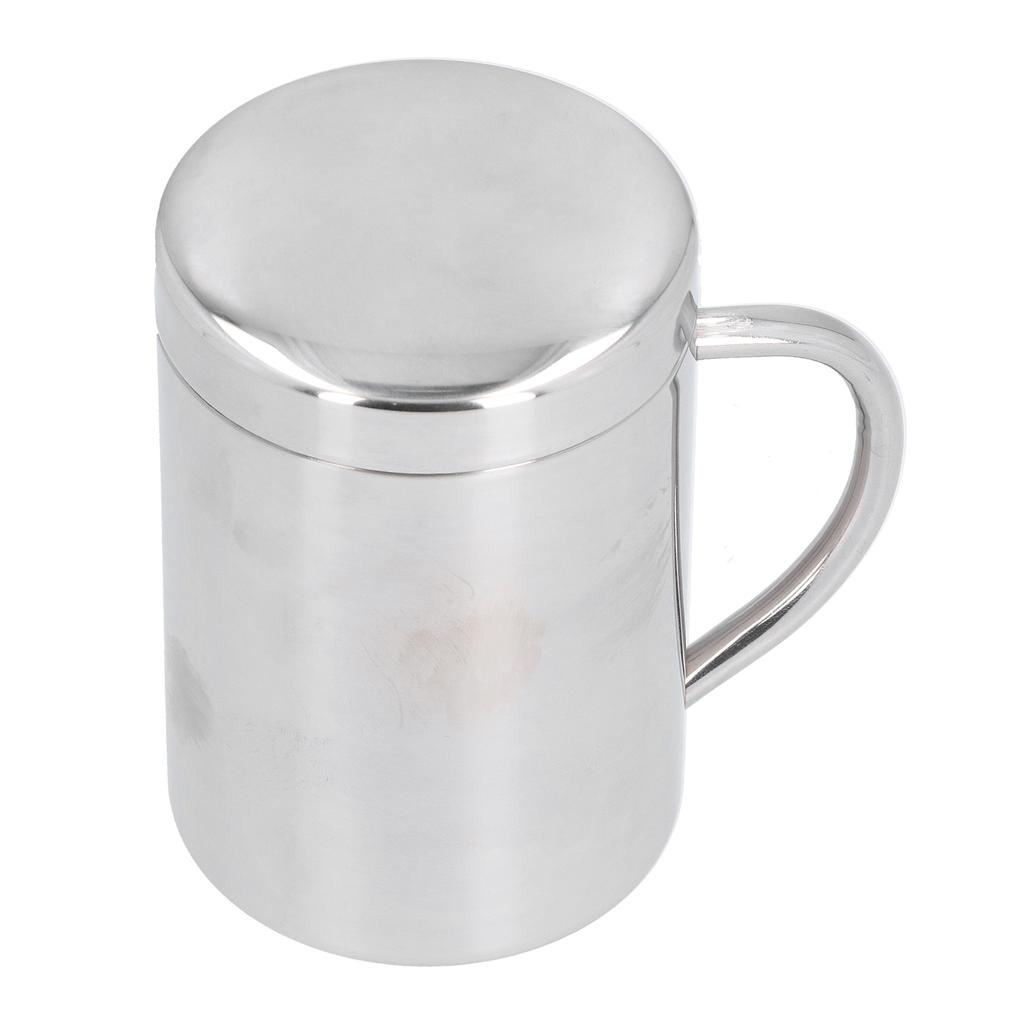 Stainless Steel DoubleLayer Coffee Cup with Handle Children"s Cup with Lid Heat Insulation and