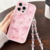 Роскошный чехол для телефона с узором из розовых бантиков для iPhone 17 Air 16 15 14 13 12 11 Pro Max 16E 7 8 Plus с ремешком-шнурком