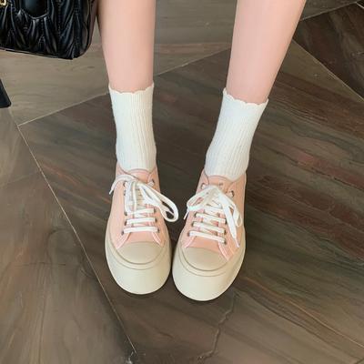 Версия из высококачественной коровьей кожи~ туфли с большой головой на шнуровке, увеличивающая рост платформа, повседневные кеды, женские маленькие белые туфли