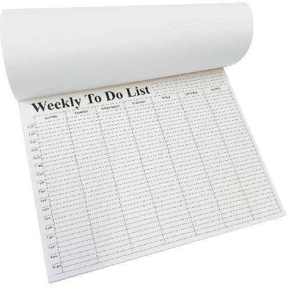 Weekly To Do List notepad, Hourly Schedule, Monday-Sunday, 6am-10pm,Task Planner & Activity Log Notepad – 8.5 x 11” Undated Daily & Hourly