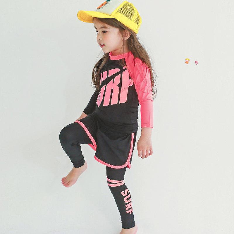 2024 Детский быстросохнущий купальный костюм: Солнцезащитный лонгслив, раздельный дизайн для девочек и мальчиков