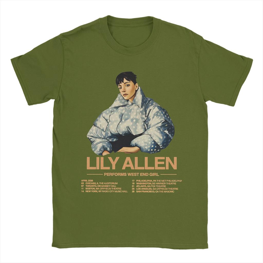Hipster Lily Allen West End Girl Tour 2026 TShirts for Unisex Round Neck Pure T Shirts Short Sleeve Tee Shirt Plus Size Clothes
