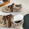 A9863 Latex Insole/leopard Print German Training Shoes Women's Lightweight 2024 New Autumn Niche Hong Kong Style Chic Tide Board Shoes