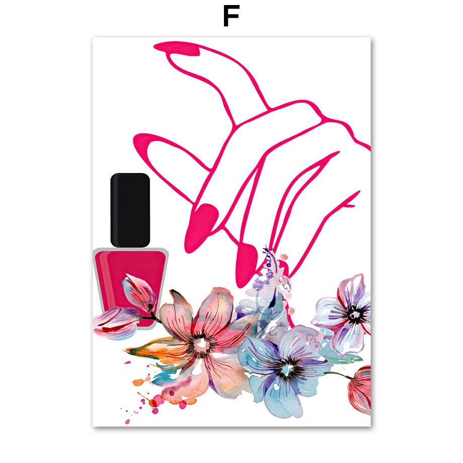 Лак для ногтей, постеры и принты, маникюр, технический подарок, спа, настенная живопись для волос, холст, живопись, цветочные настенные картины, декор для салона красоты