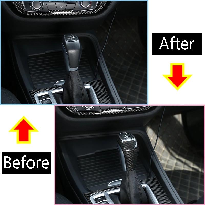 For BMW 1Series 2 Series X1 F46 F48 F52 2015- Carbon Fiber Color ABS Gear Shift Knob Head Cover Trim Car