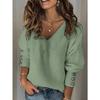 Осенний женский однотонный свободный свитер с V-образным вырезом