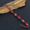 Red Coral Handmade Gemstone Bracelet, Copper Electroformed Bracelet Antique Jewelry, For Engagement Gift
