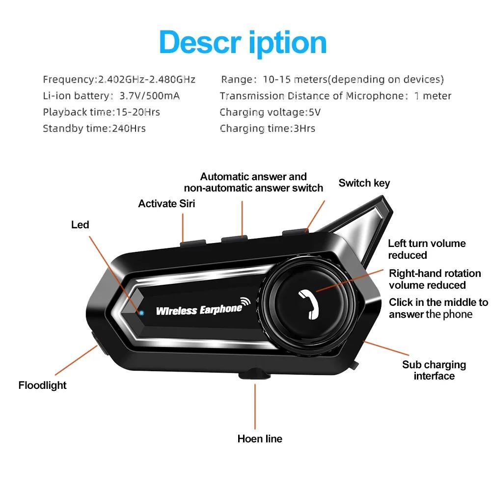 Kebidumei BT31 Motorcycle Helmet Headset Bluetooth Hands Free Call Ip65 Waterproof 500mAh with CVC intelligent Noise Reduction