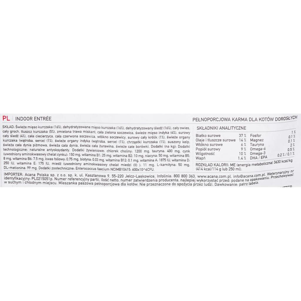 Cat food Acana Indoor Entrée Adult Chicken Turkey Fish Rabbit 4,5 Kg