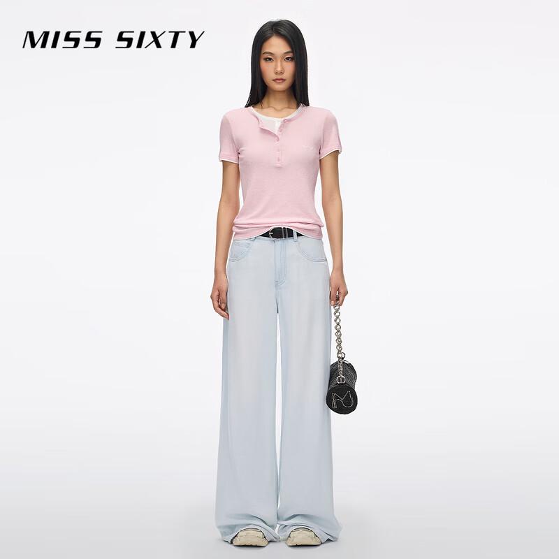 Miss Sixty Джинсы с высокой талией, рваные, широкие, из лиоцелла и хлопка, 2026