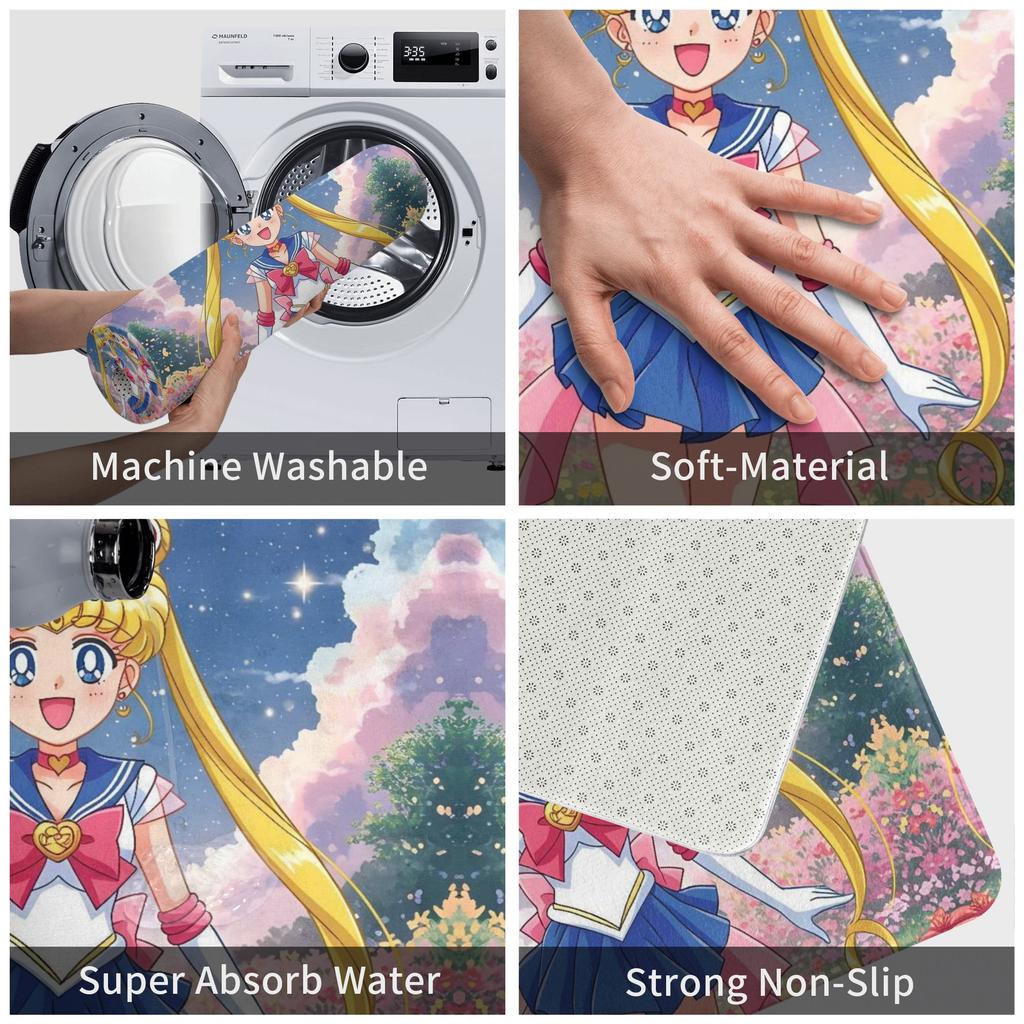 Cartoon Anime Girl Sailors Moons Doormat Mat Anti-Slip  Kitchen Bathroom Garden Rug Carpet 40*60cm