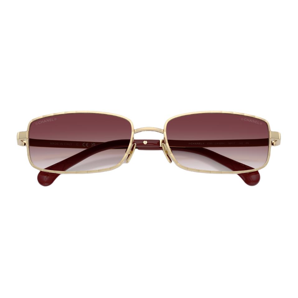 Chanel Logo Metal Rectangular Sunglasses Women sunglasses Light-Gold CH4295-C4188H