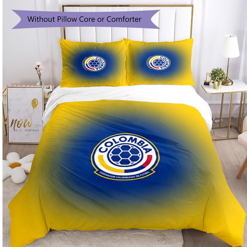 Colombia Football Printed Bedding 3 Piece Set Cozy Breathable Bed Cover Set as Housewarming Holiday Gift