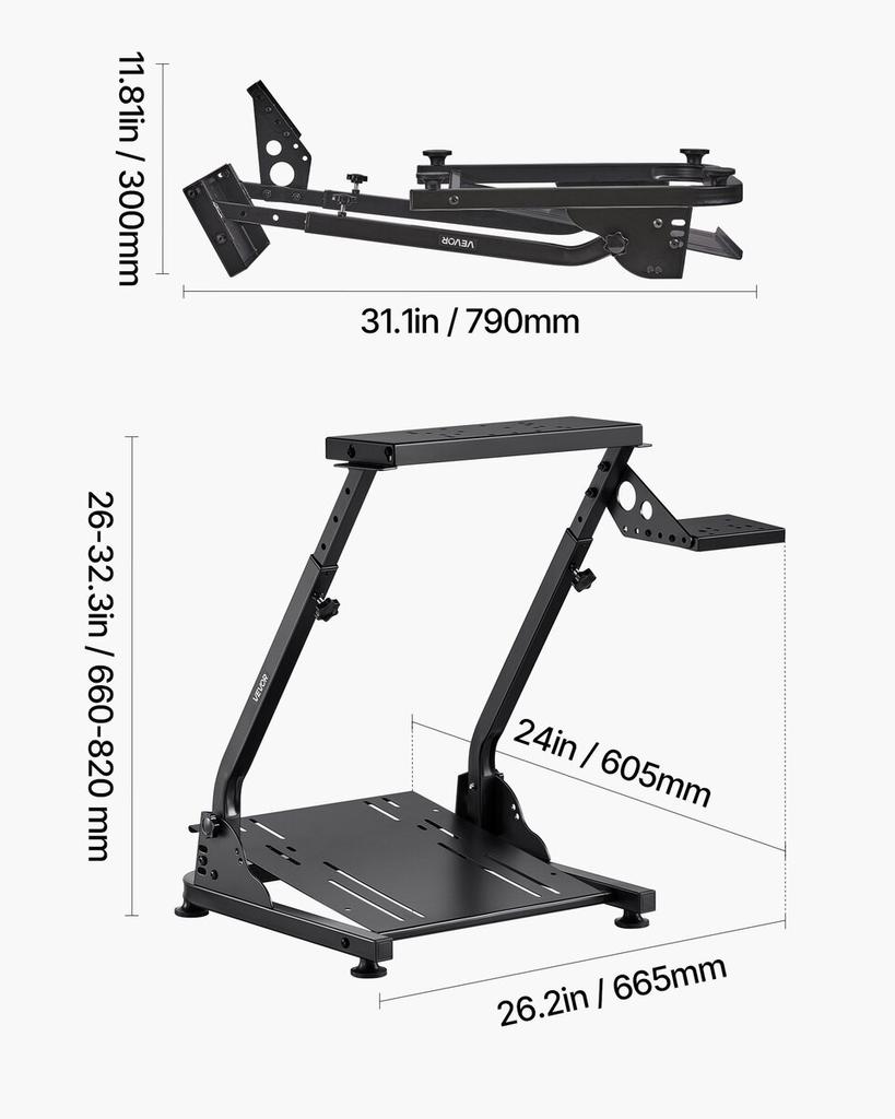 Racing Wheel Stand, Adjustable & Foldable Simulator Stand for Logitech G29 G27 G920 G923, Thrustmaster T300RS T300GT T248 TS-PC TSXW Gaming