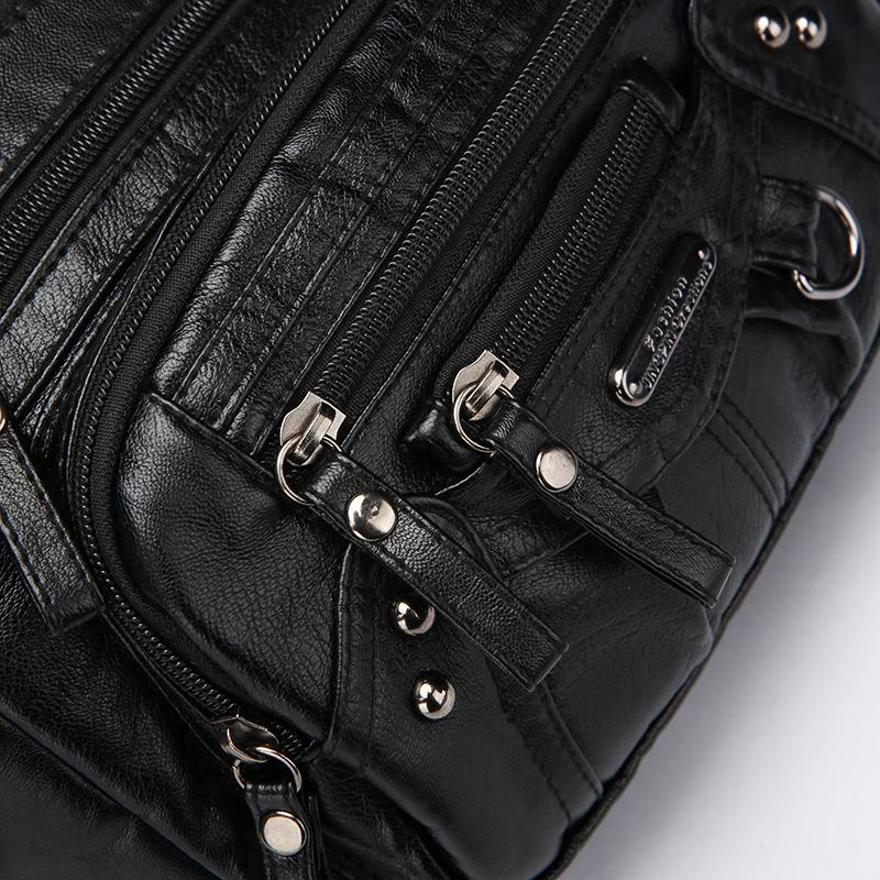 Женская сумка-мессенджер на одно плечо из мягкой кожи с несколькими отделениями и карманами, со строчкой CLE