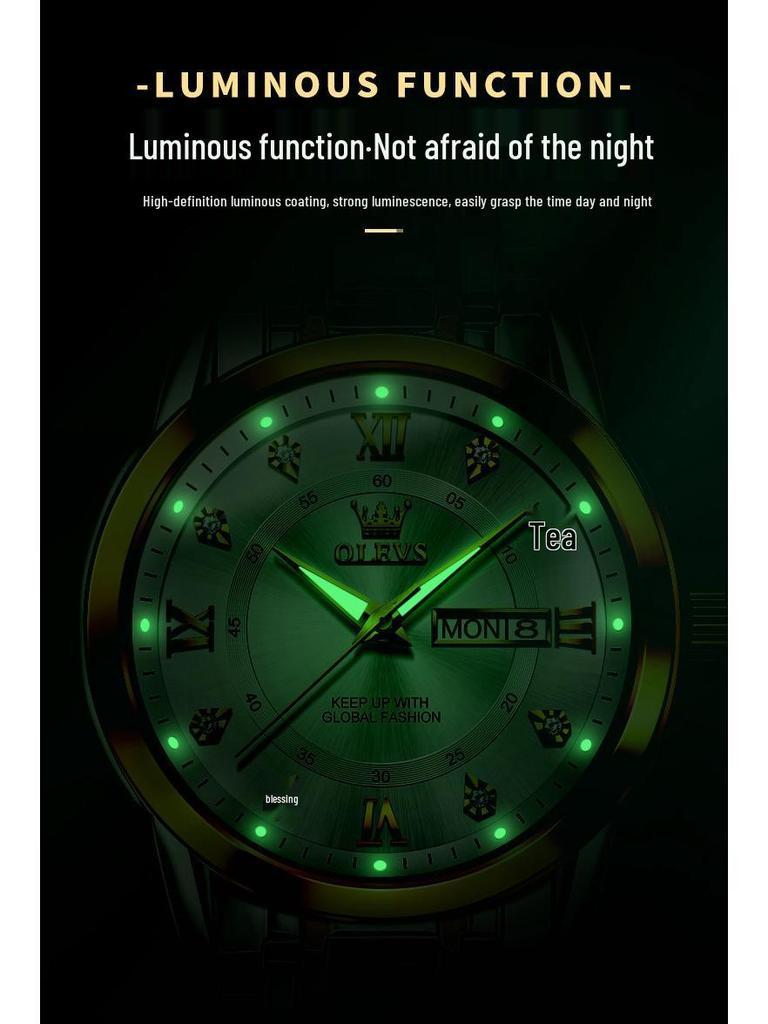 Oulishi Кварцевые Люминесцентные Часы с Двойным Календарем для Мужчин и Детей