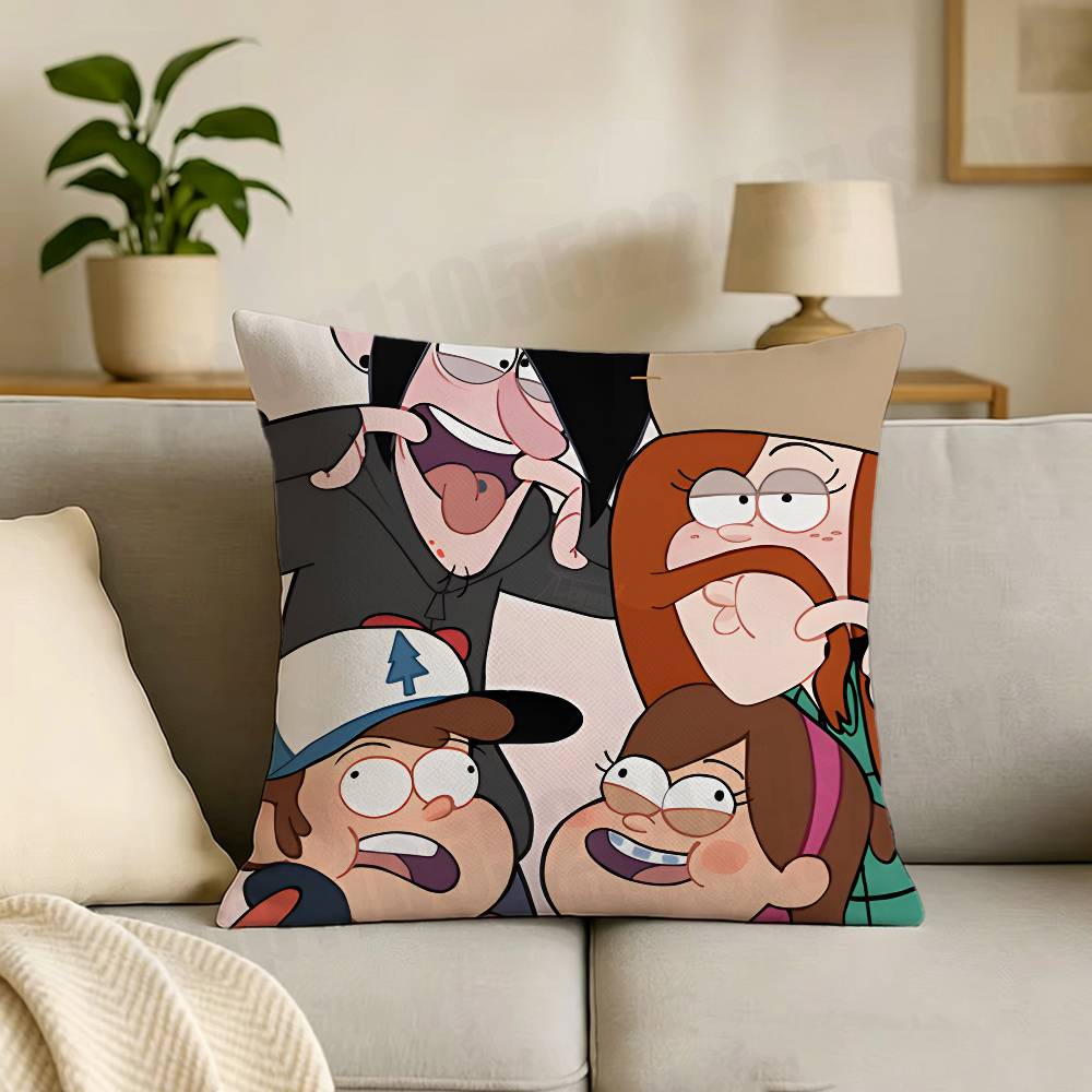 GGravity Cute FFalls Cartoon Printing Pillowcase Customized Pillow Cover for Sofa Home Decor