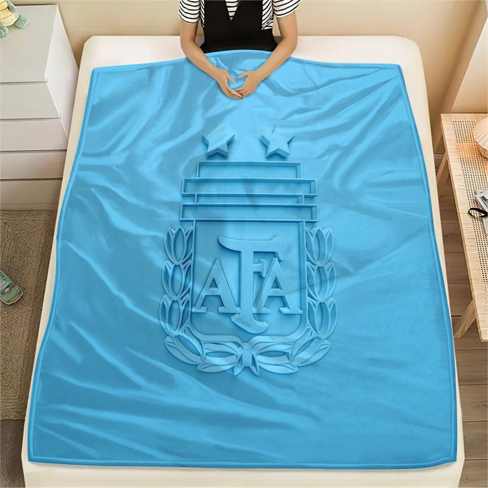 1PC Argentina National Football Team Print Flannel Blanket, High quality All Seasons, Home Decor, Warmth and Comfort, Perfect for Christmas Gifts