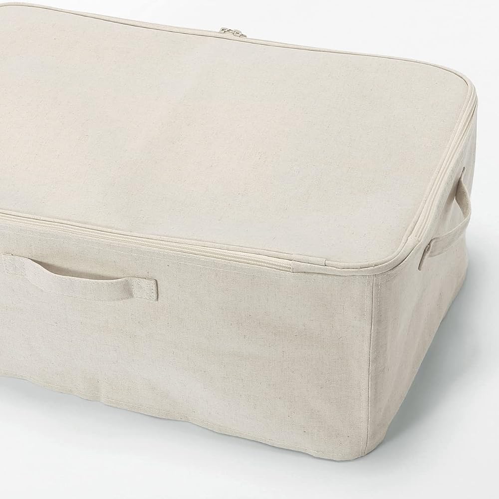 MUJI Soft Box, Large, 59cm (W) x 39cm (D) x 23cm (H), Polyester Linen, Clothing Storage Case, Item