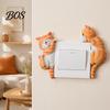 Double Socket Switch Guard 3D Cat Light Sticker, Decorative Resin Wall Plate Cover, Cute Animal Funny Home Decoration Stickers, Peel And Stick