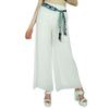 Women White Georgette Palazzo Pants Elastic Waist Casual Clothing