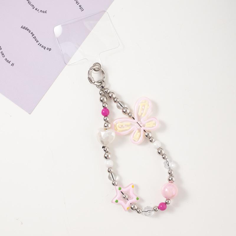 Pink Bow Dopamine Phone Lanyard: Anti-Lost Electroplated Chain Wrist Strap