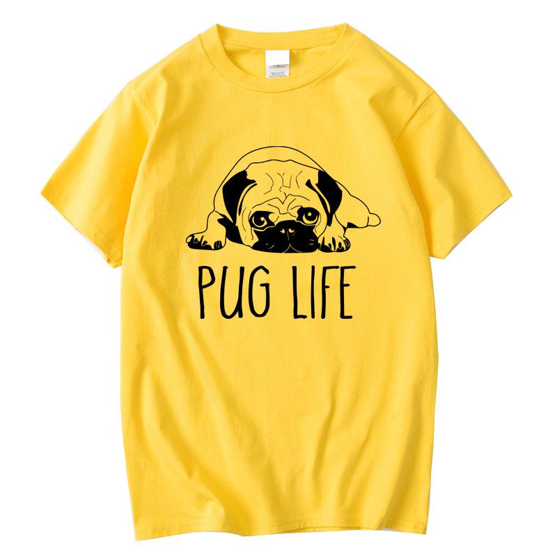 Mens High Quality Tshirt 100 Cotton Funny Pug Printed Loose Male Crewneck T Shirt Short Sleeve oneck Men tshirt Tops Tees
