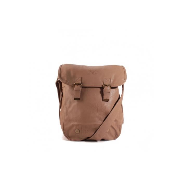 Sac Besace - Le Temps des Cerises - Debby 4 - Taupe - Bandoulière réglable - Fermeture aimantée