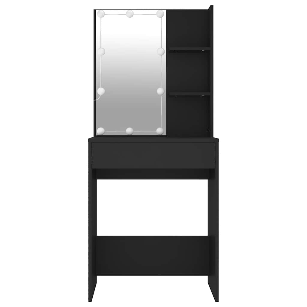 Makeup Table with LED Lights Black 60x40x140 cm