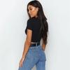 O Neck Knit White Crop Top Women Summer Casual T Shirt Basic Sexy Streetwear Ribber Black Short Sleeve Tops EMA