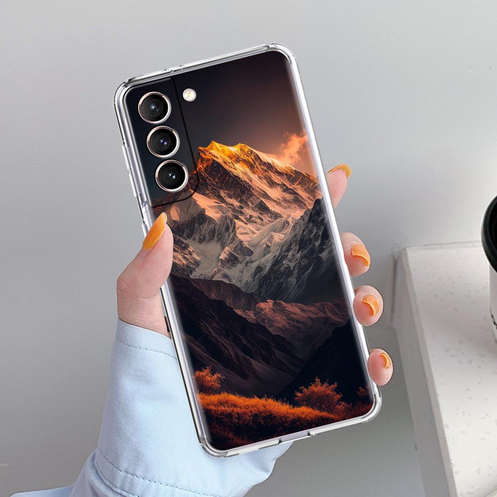 Чехол для телефона Samsung Galaxy S26 S25 S24 S23 S22 Ultra S20 S21 FE 5G Plus Мягкий прозрачный чехол Пейзаж с горными вершинами
