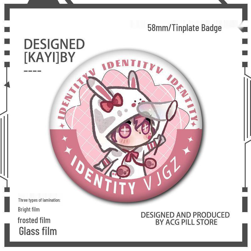 Identity V Q Version Fanmade Badges: Antique Dealer, Fisherman, Emblems, Embalmer, Prisoner, Perfumer, Laser Grains.