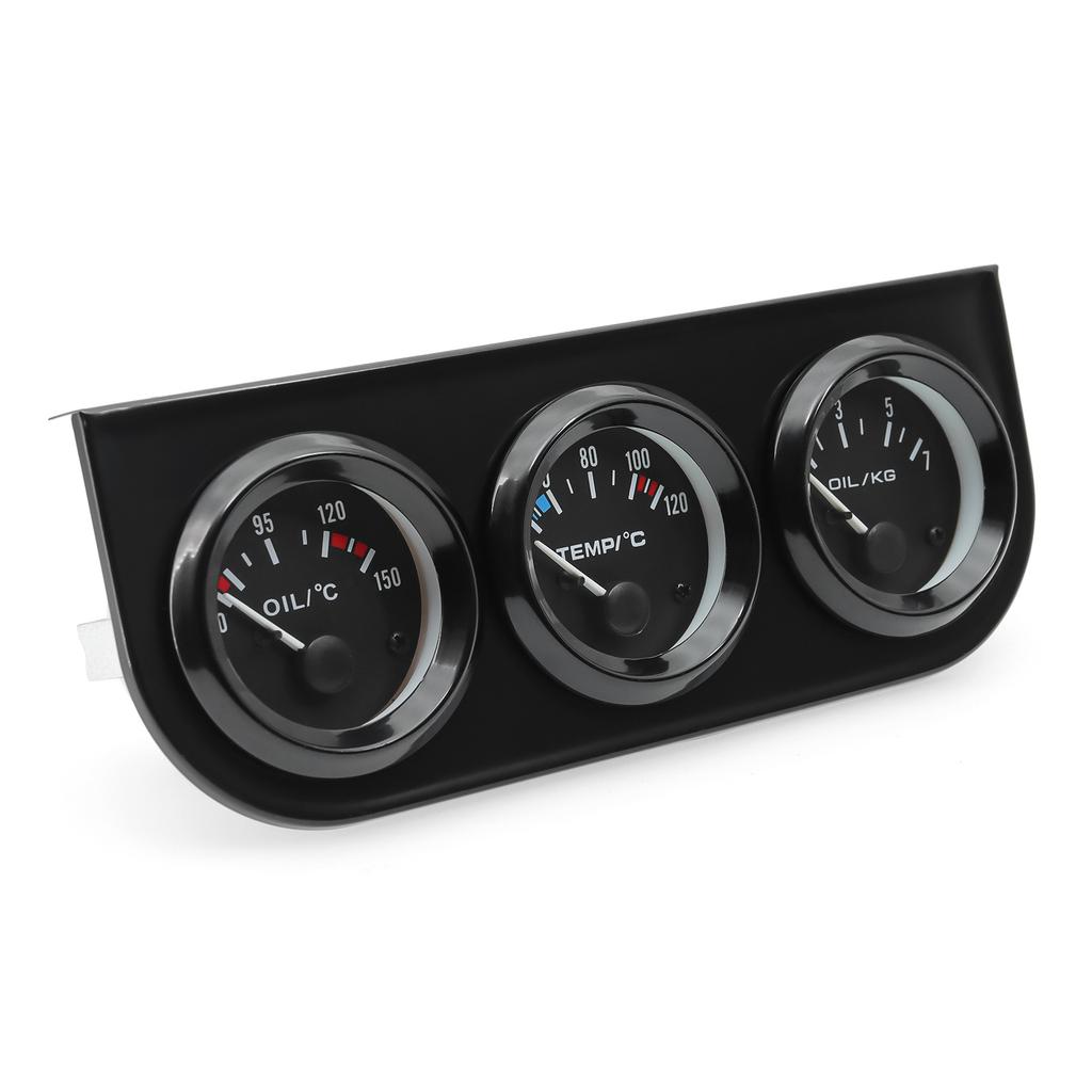 Oil Temp+Oil Pressure+Volt Meter 52mm 3 in 1 Car Modification Gauge Black/Chrome Bezel Face with Temp & Press Sensor Customized