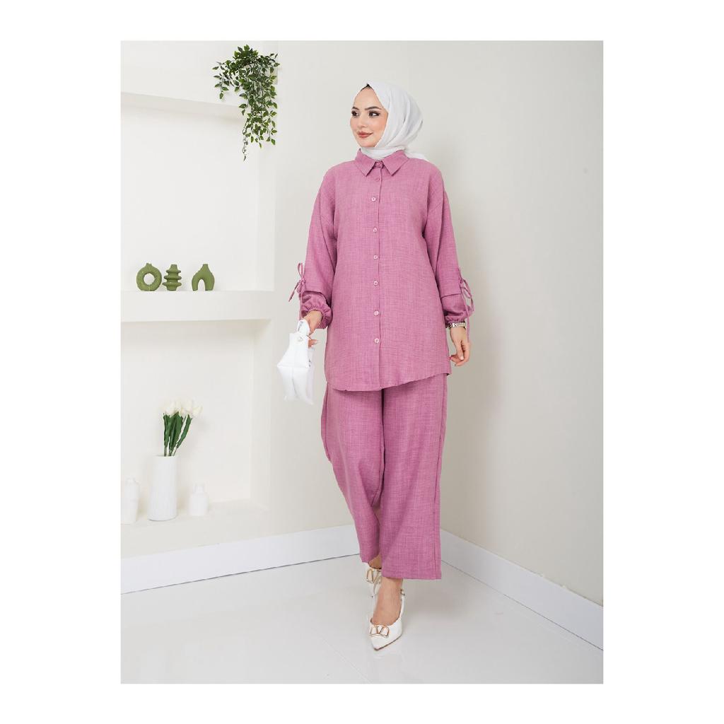 Women's Buttoned Linen Double Suit