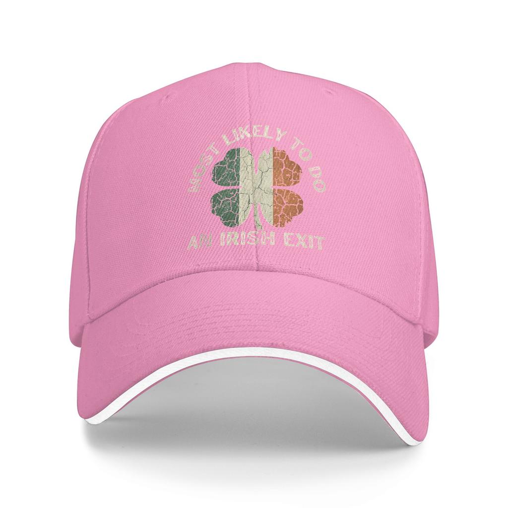 Most Likely to Do an Irish Exit Goodbye Funny St Patricks Casual Baseball Cap Summer Trucker Hat Sun Running Hippie Snapback Cap
