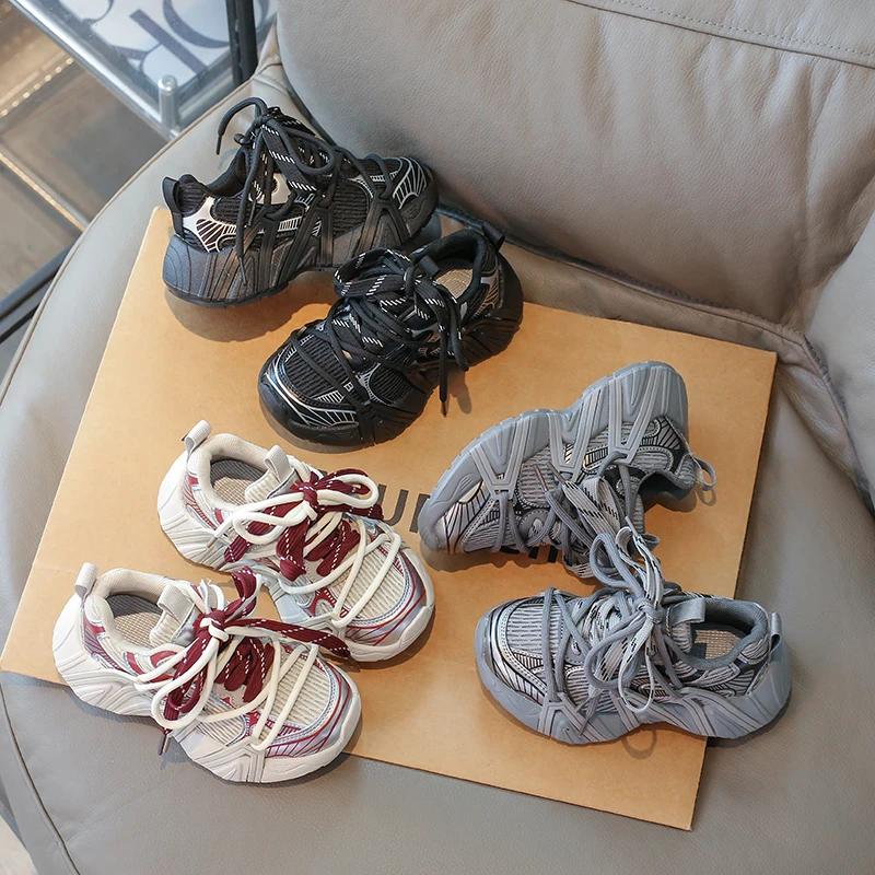 2024 Детские кроссовки для девочек Осень Новая мода Корейский стиль Мягкая подошва Противоскользящие Универсальные Повседневные Шикарные Спортивная обувь