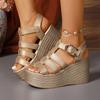 Модные женские сандалии Летние сандалии-клинья с открытым носком Высококачественные кожаные повседневные сандалии Модные женские сандалии на платформе Sandalias Mujer